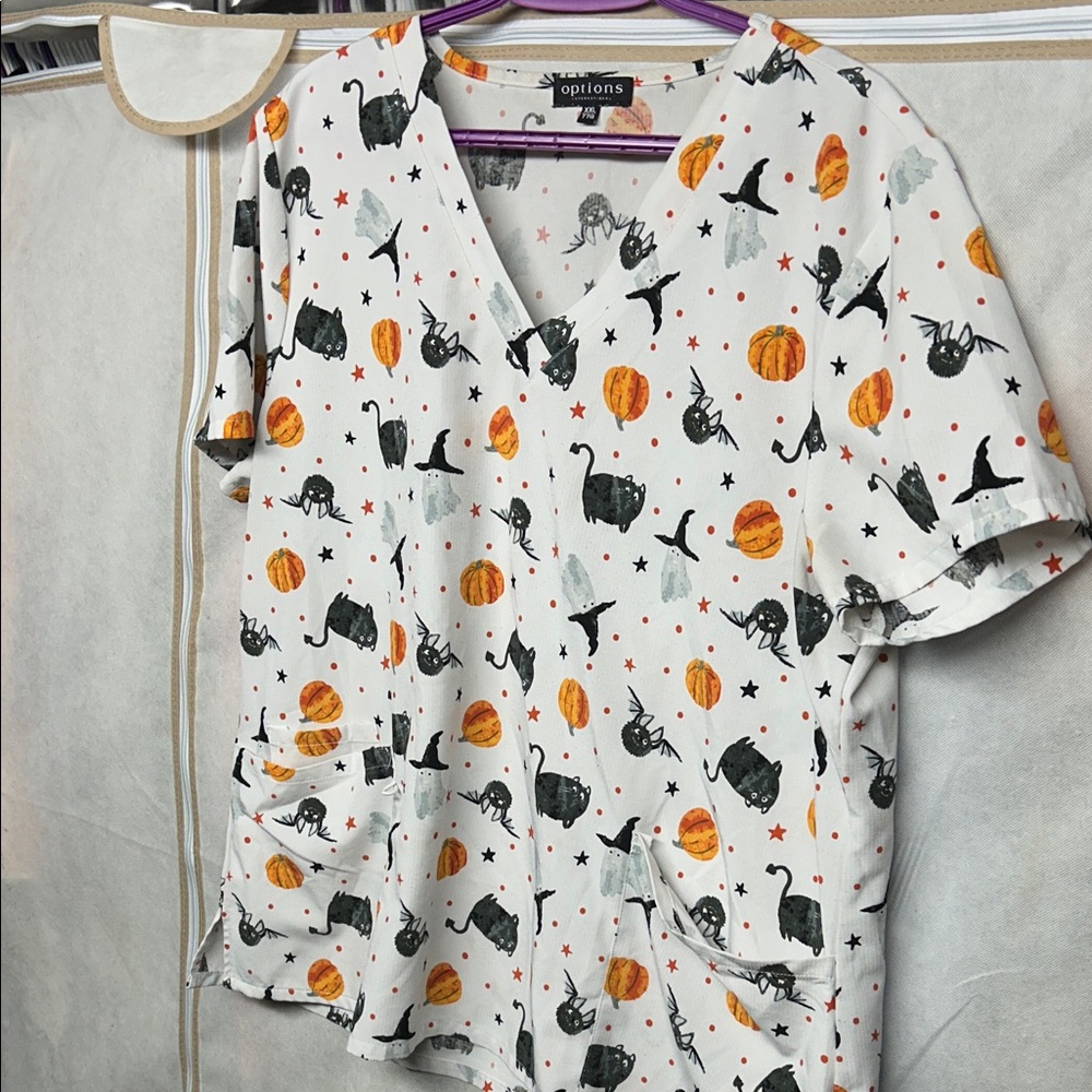 Halloween Themed Scrub Top